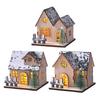 Christmas Led Light Exquisite Snow Scene Ornament Holiday Wooden House High-Quality Cabin For Fireplace Kids Gifts