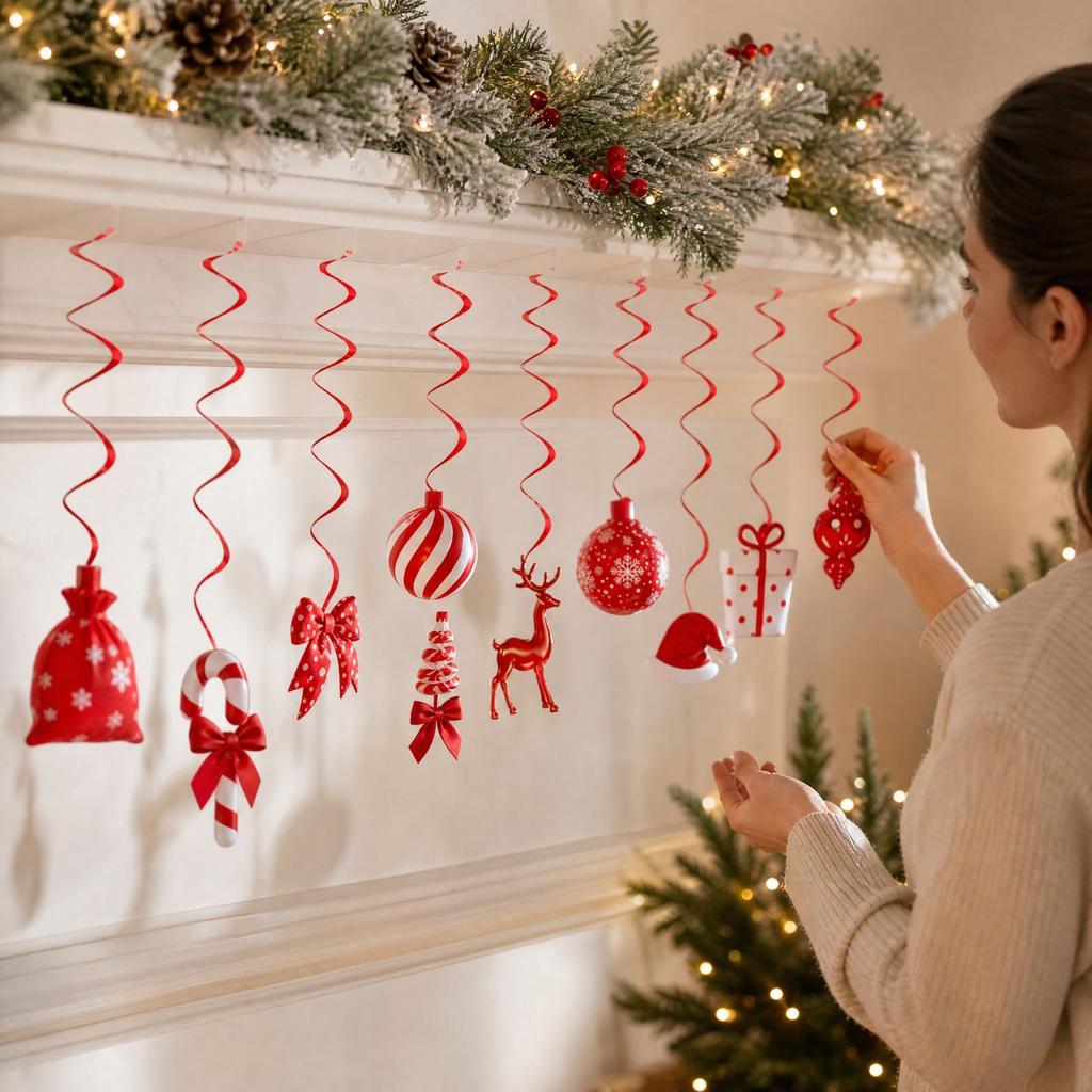 Christmas Hanging Ornaments, 12 Pack for Holiday Tree Decor