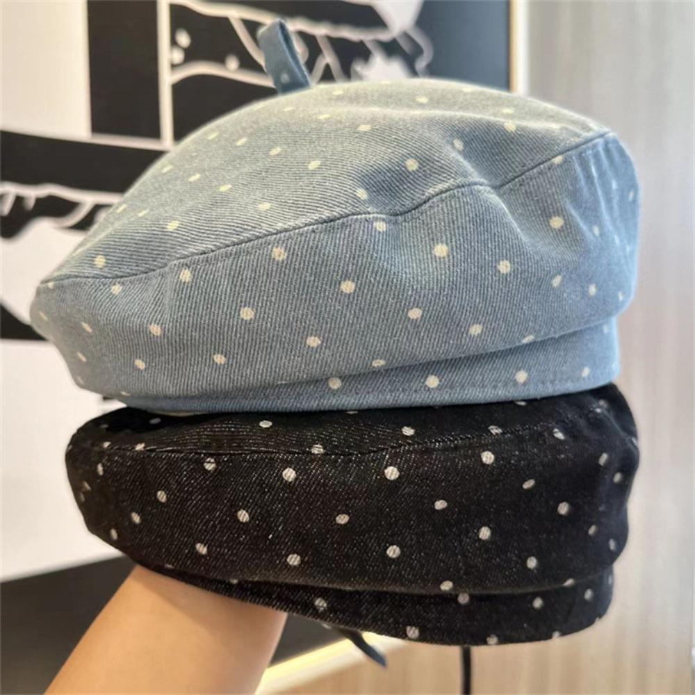 Polka Dot Beret Hat Vintage Style Painter Cap Fashion Cloud Hat  Daily
