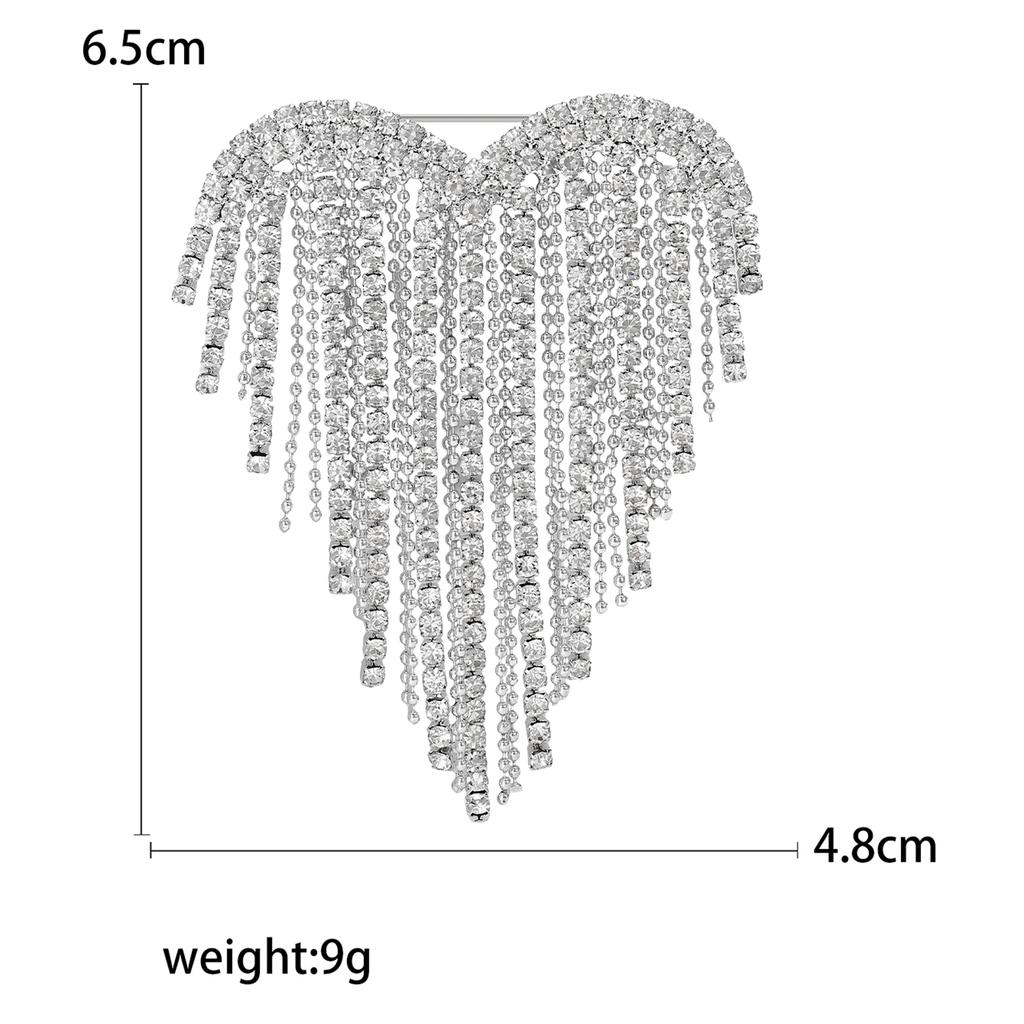 Stilvolle Strass Liebesbroschen für Damen Unisex Quaste Valentinstag Herz Anstecknadeln Bankett Party Rucksack Geschenke Schmuck Accessoires