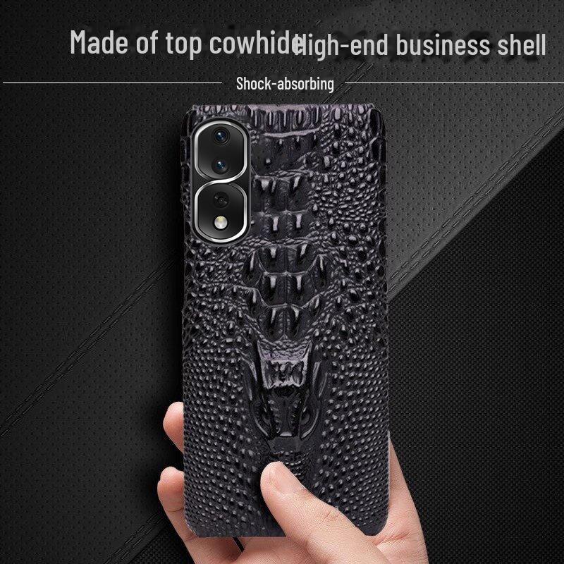Honor 30/30 Pro Genuine Leather Case - Cowhide Dragon Head Pattern, Half-Cover Design, Fits Honor 30 Youth Edition