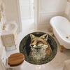 Fox On Tree Branch,Round Area Rug,Carpet Rug for Living Room Bedroom Sofa Playroom Decor,Non-slip Floor Mat