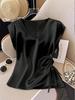 Women's V-Neck Satin T-Shirt - Summer 2026 Slim Fit, Plain Color, Short-Sleeved, Stylish Top
