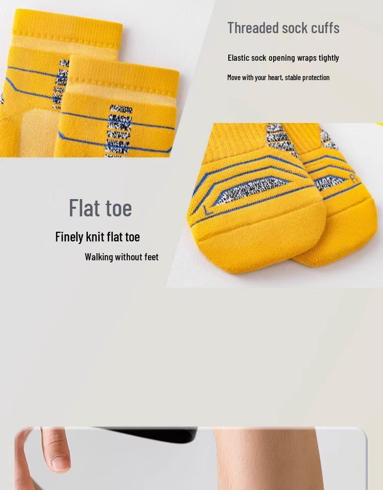 Men's Mid-Calf Sports Socks - Sweat-Absorbent, Non-Slip Towel Bottom for Basketball, Running, Badminton (Spring & Autumn)