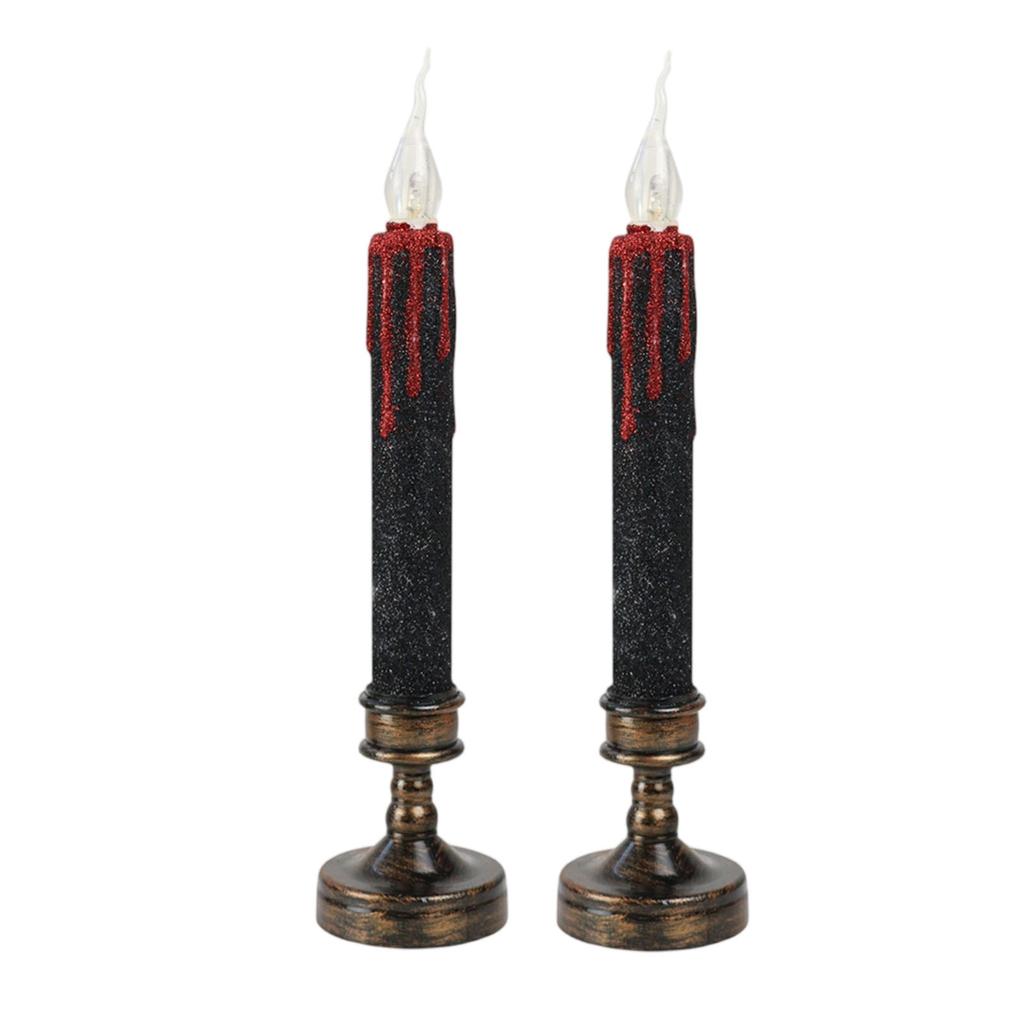 YHOPE Two Long, Simulated Blood-dropping Stick Waxes For Halloween Party Decors Filled With Terrifying LED Electronic Candles.