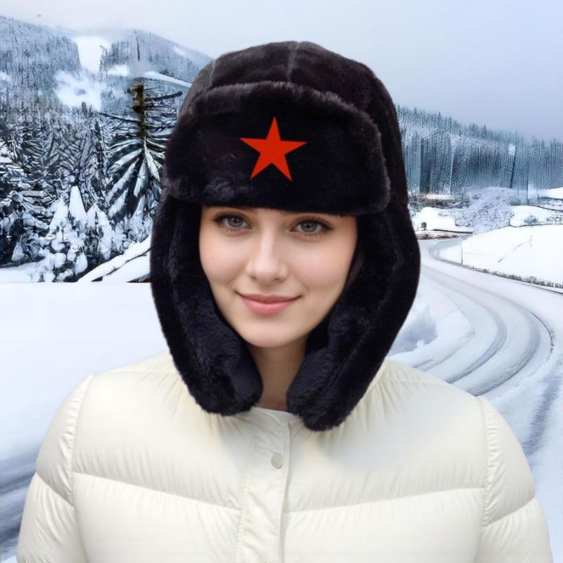 Winter fluffy hat, piled and thickened men's and women's windproof and cold-proof imitation rabbit hair casual versatile outdoor cotton hat