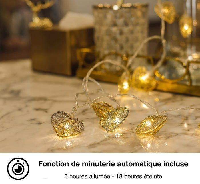 Guirlande lumineuse - cobus - 4 mètres - 20 led - cœurs dorés - intérieur