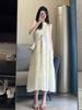 Beautiful neck French off-the-shoulder dress women's summer new sleeveless coffee break seaside vacation long skirt