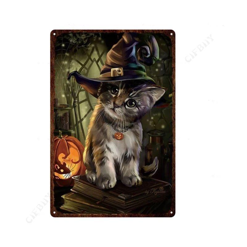 Halloween Metal Sign with Pumpkins, Fall Decor 20x30 Cm