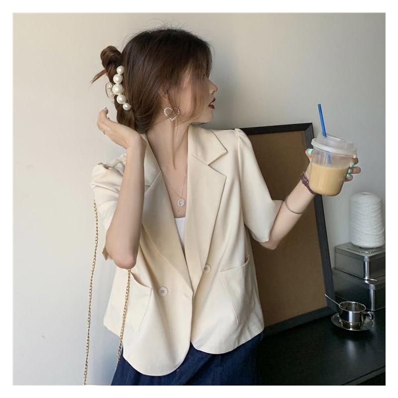 Giacca Estiva Bianca da Donna Vestibilità Larga Vita Sottile Chic Minimalista Pronta per l'Ufficio Comoda alla Moda Blazer