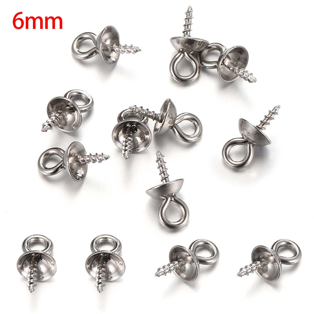 30pcs 50pcs Stainless Steel Flower Screw Eye Pins Bail Top Drilled Bead End Caps Pendant Connector for DIY Jewelry Making Supply