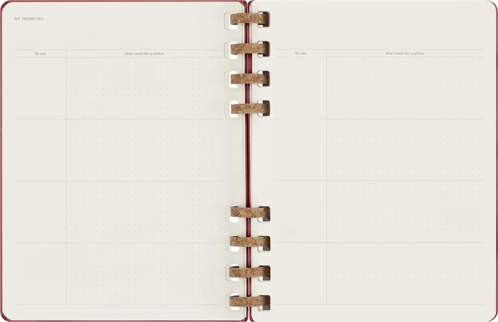 Moleskine nie datowany planer życia w spirali, twarda oprawa, rozmiar XL (20,4 cm szerokości x 25,2 cm wysokości), Rozgnieciona Wiśnia, DHUNDSPF3212MWH4