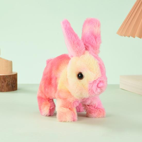 Electric Jumping Plush Rabbit Toy Hopping Ears Nose Moving Bunny Plushie Toddlers Boys Girls Interactive Simulation Stuffed Animal Toy with Sound