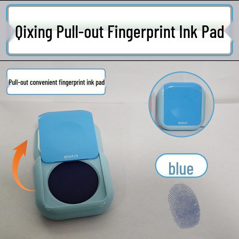 

Qixing Portable Fingerprint Ink Pad - Red, Blue, Black for Office Use and Diary Stamps синій