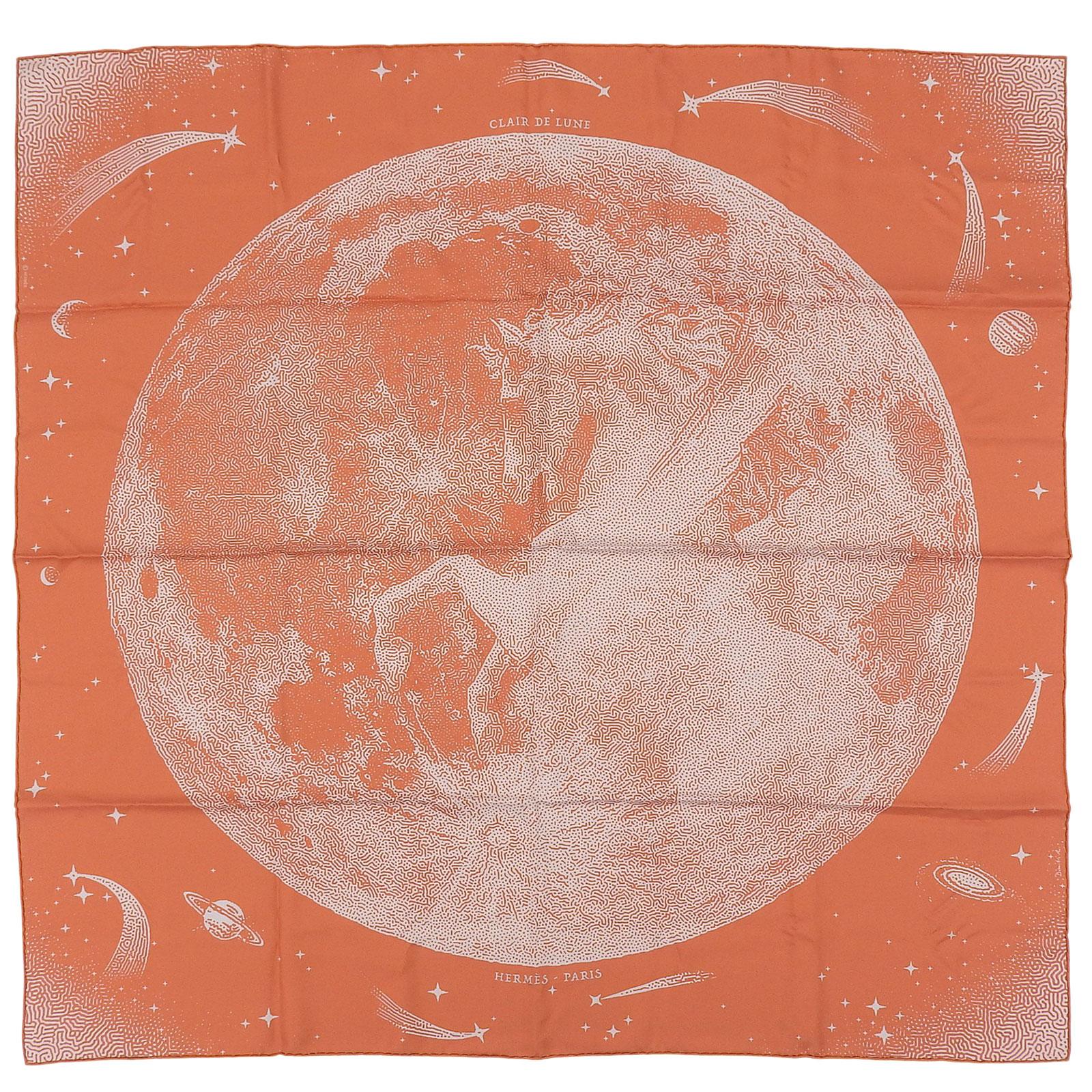 

Pristine HERMES scarf CLAIR DE LUNE Orange Gray silk Women Used