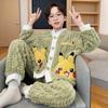 Boys Warm Coral Fleece Pajamas Set Thick Winter Sleepwear Kids Teens Comfortable Home Wear