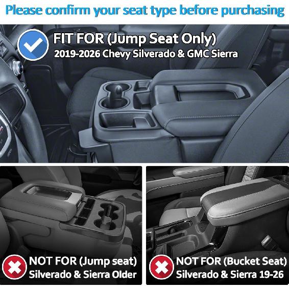 Center Console Organizer Tray Compatible With -2025 2026 Chevrolet Silverado/GMC Sierra 1500, -2026 Silverado/Sierra 2500HD 3500HD, Armrest Storage