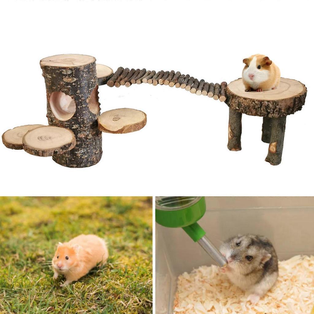 Hamster Cage Ladder Toy for Small Pet Wood Platform Squirrels Swing Playground Toy Accessories Small Animal Climbing Toy
