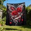 1 Stück Schmetterling Rosen Herz Outdoor Flanelldecke Weiche Ganzjahres Polyesterdecke, Perfekt für Picknicks & Reisen, Picknickzubehör