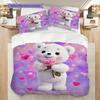 Bear Doll Pattern Bedding Quilt Set Quilt Cover Pillowcase Home Decoration Birthday Gift (1 * Duvet Cover + 2 * Pillowcase, Without Core)
