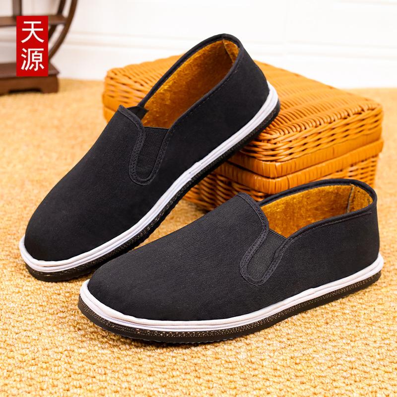 Cloth shoes beef tendon sole black cloth shoes soft sole non-slip wear-resistant breathable medium casual low-top single shoes