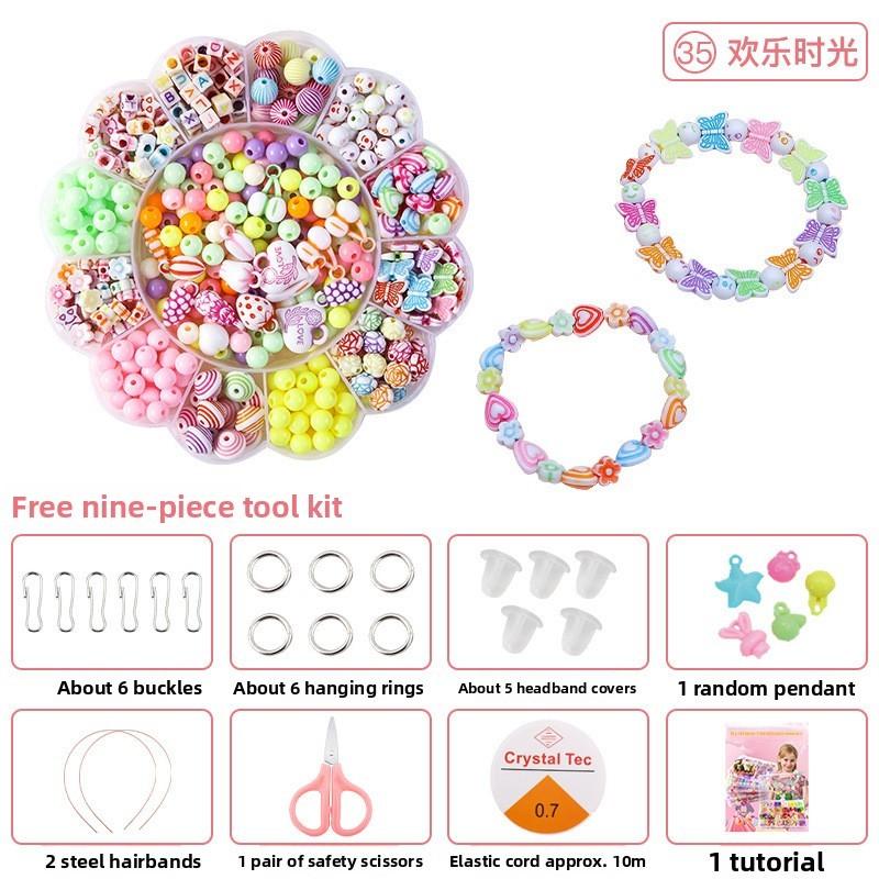 Children Bead Crafting Set Colorful Plastic Materials Handmade Accessories Gift