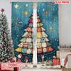 2pcs 2D Flat Printing Merry Christmas Curtain Christmas Tree6 Durable 100% Polyester Fabric Without Electricity Festive Wall