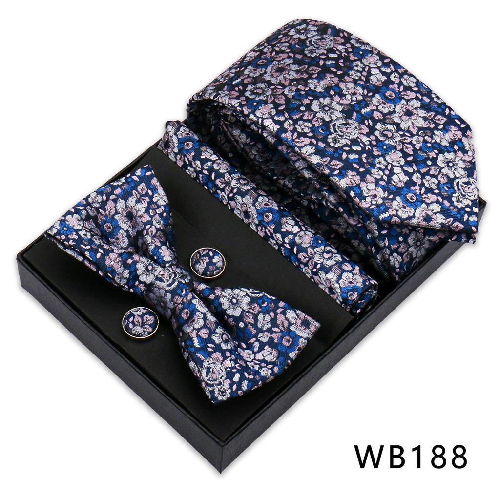 Men's Silk Bow Tie & Pocket Square Gift Set - Business & Wedding