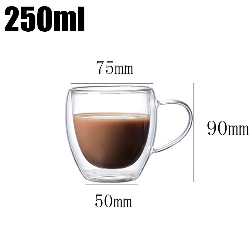 High-grade Double-layer Insulated Glass Cup Coffee Tea Drink Water Beer Creative Transparent Mug Gift Household Office Use Sets
