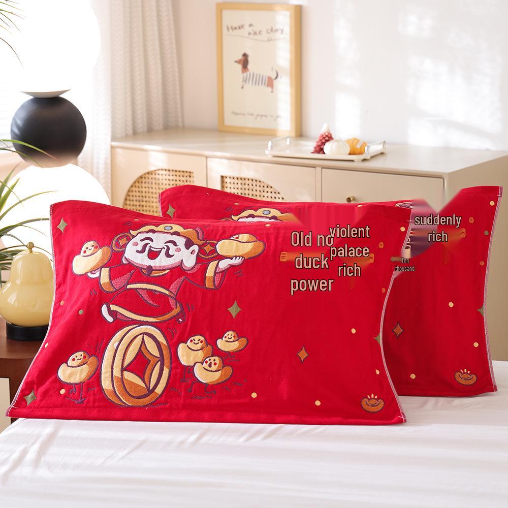Par de Fronhas de Algodão Antiderrapantes - Design Festivo Vermelho, Absorventes de Suor, Anti-Queda, Frete Grátis