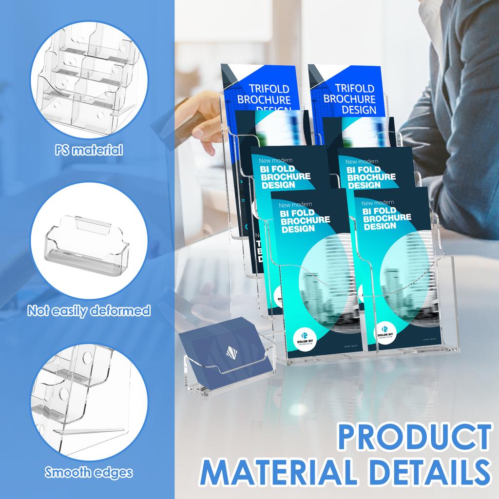 2Pcs 4 Tier Game Card Organizer with 2 Removable Dividers Transparent Holder Postcards Case Empty Storage Box Brochure Display