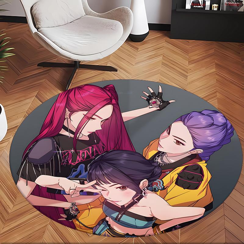 Huntrix (209) Round Office Rug Decorative Floor Rug for Office Bedroom Living Room and Home Space
