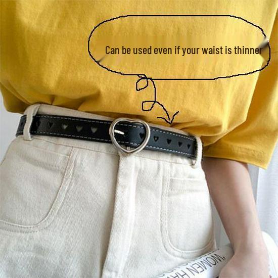 

Women s Heart Buckle Leather Belt - Trendy, Versatile, Fashionable Waistband. чорний