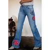 2026 Embroidered Floral Micro-Flare Slimming Wide-Leg Jeans