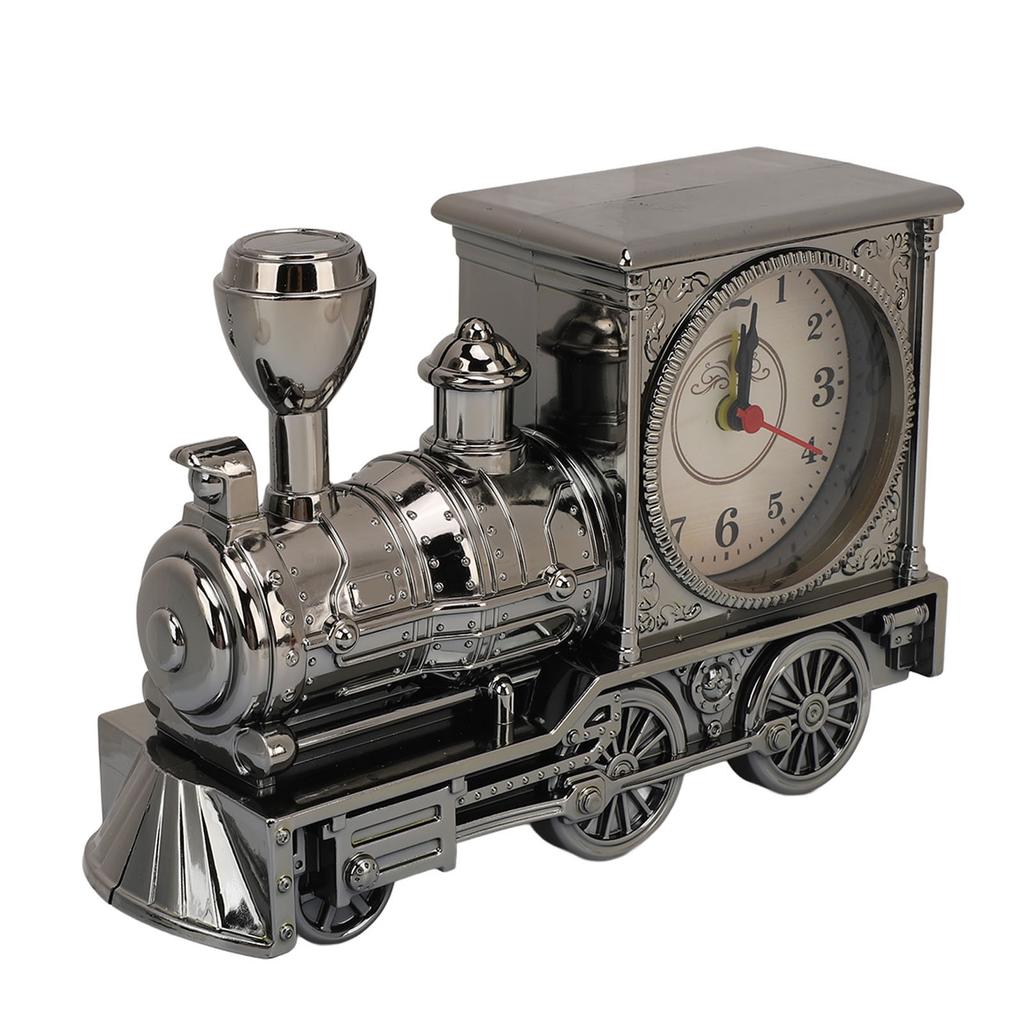 Vintage Train Head Alarm Clock Table Desk Time Clock Train Model Home Students Children Bedroom
