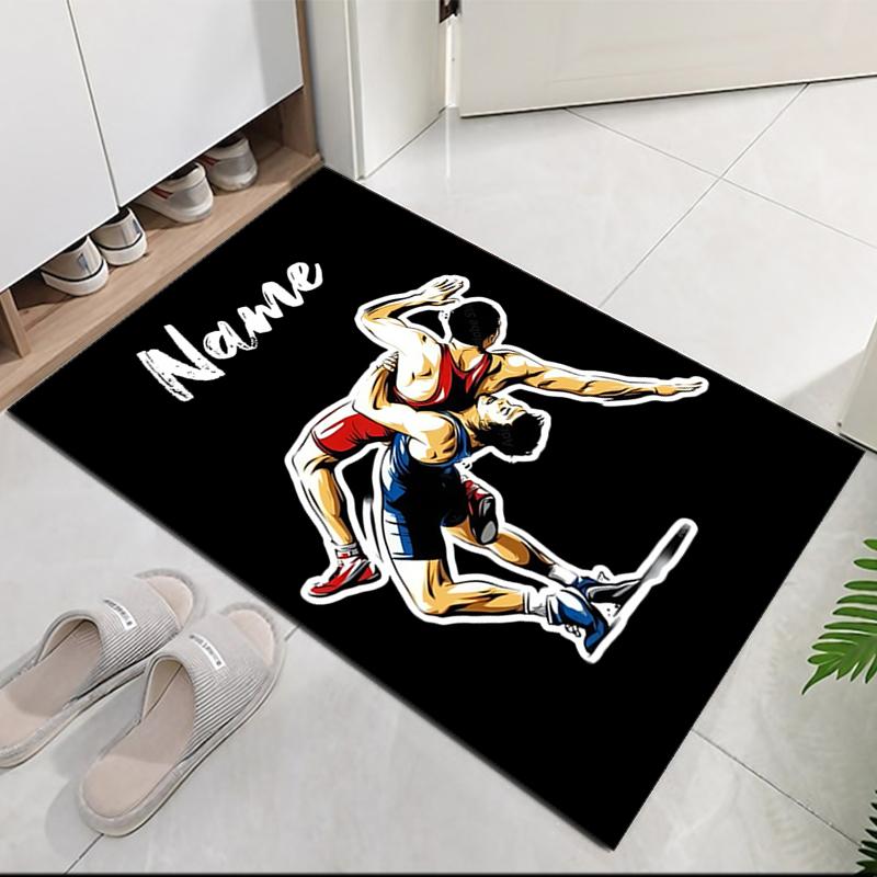 Custom Name wrestling Printed Carpet, for Office Chair Living Room Bedroom Kitchen Room Decor Gifts.