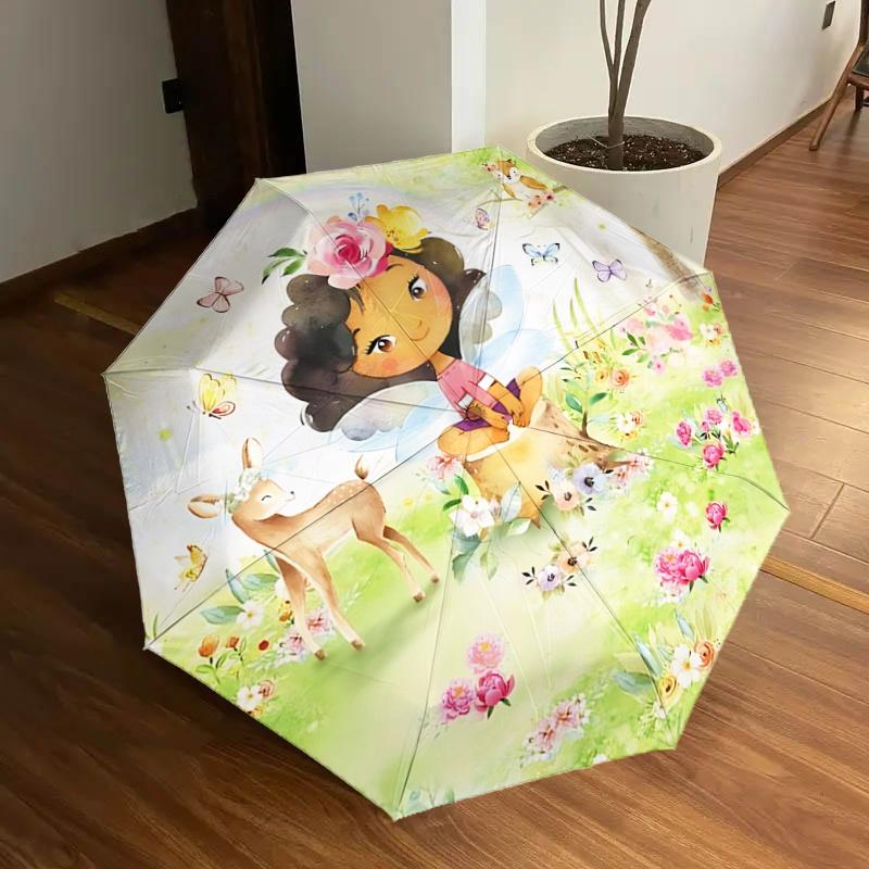 

Enchanted Forest Fairy Umbrella: Automatic Opening/Closing, Foldable Design, Iron Frame, Outdoor Use, Perfect Gift for Fans, Travelers, Dail