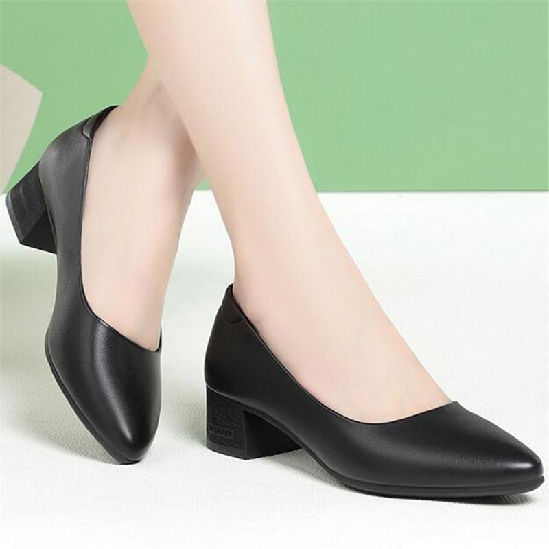 New Genuine Leather Women Shoes Low Heel Comfortable Female Casual Shoes Mid Heel Office Work Shoes Women Wedges Shoes 8 models