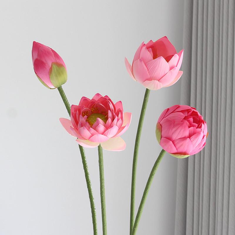 Artificial Lotus Bouquet with Handcrafted Leaves and Pods for Living Room or Buddhist Hall Decor