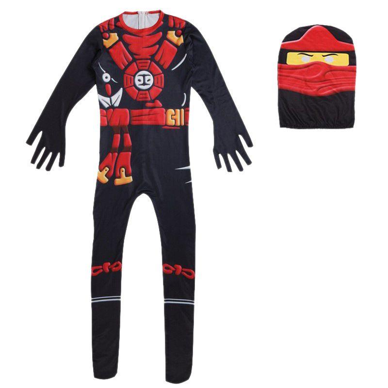 Ninjago Kids Kai Jay Cosplay Glove Hat Jumpsuit Set Halloween Clothes Party