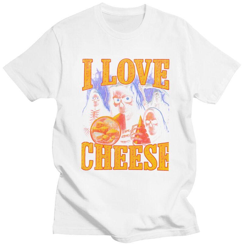 I Love Cheese Grim Reaper T Shirt Unisex Short Sleeves Fashion Casual Clothing Streetwear Summer Loose Fit 100 Cotton Tee Tops