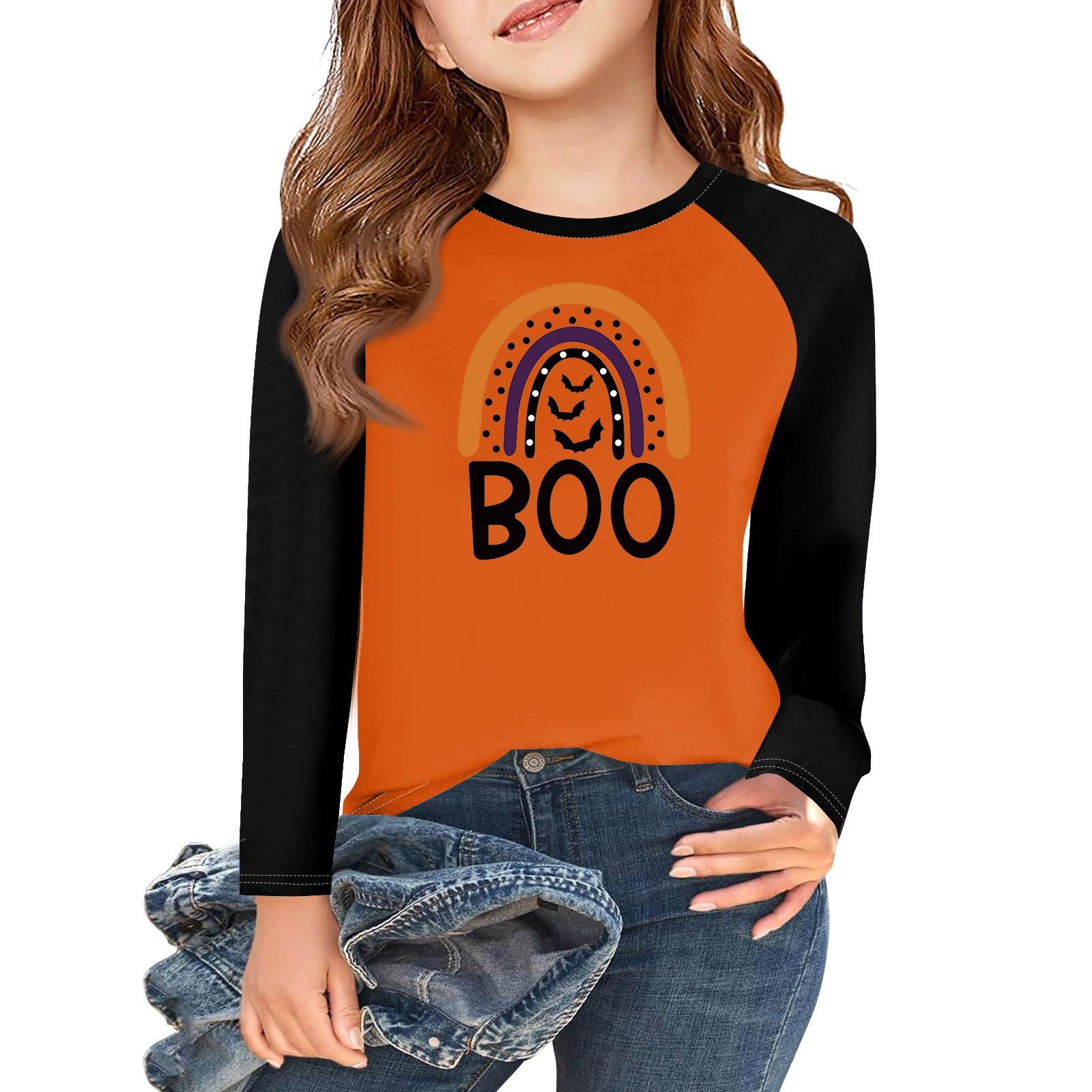 

Girls Long Sleeve Halloween Day T Shirts Kids Fall Tops Crewneck Basic Tees 5-14Y 130 фіолетовий