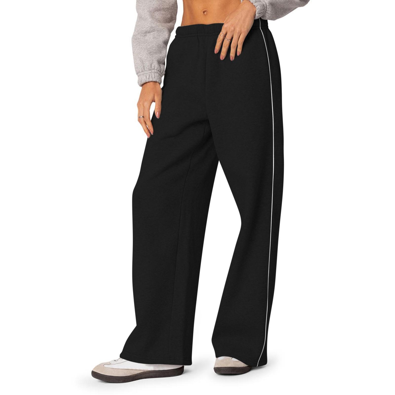 

Мешковатые спортивные штаны для женщин с высокой талией, женские спортивные штаны для тренировок с карманами XL чёрный