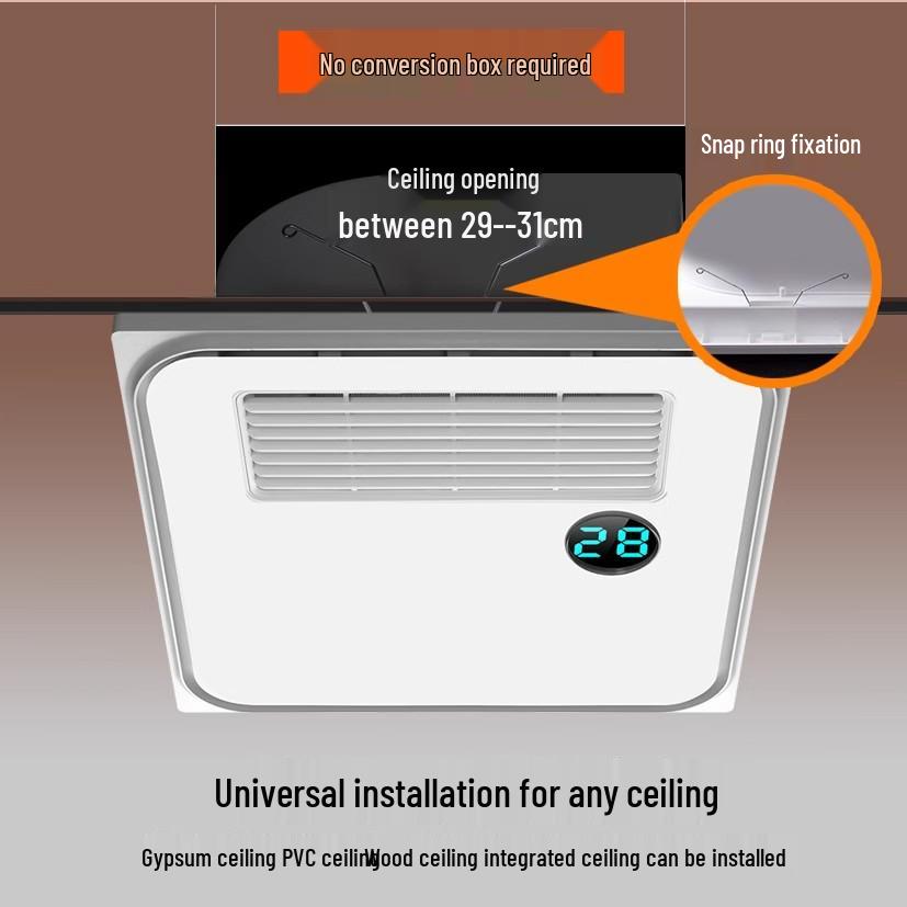 Exquisite Good Wife Warm Air Bath Heater with Light, Exhaust, and Ventilation - Integrated Ceiling Gypsum Board Compatible.