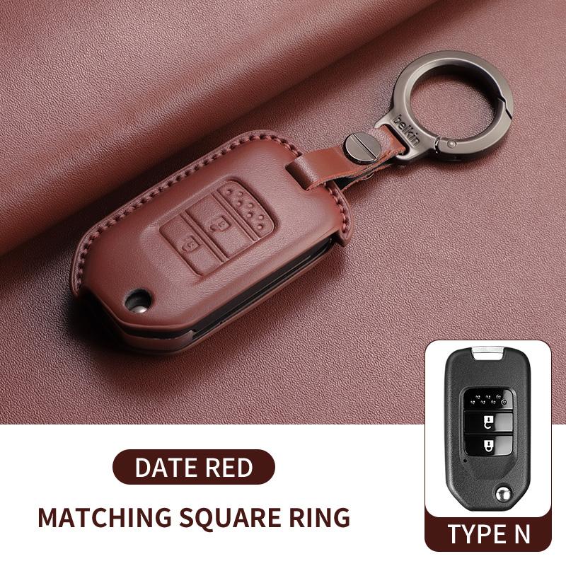 

Leather Car Key Case Cover Shell For Honda Accord Civic City Fit Hr-V Xr-V Folding Car Remote Protector Shell Holder Accessories