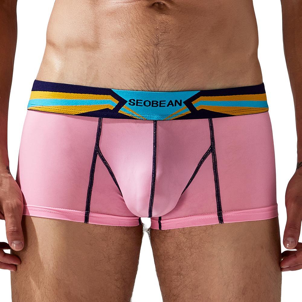 Men's Low Rise Ice Silk Boxer Briefs Quick Dry Athletic Underwear Breathable Sport Trunks for Men