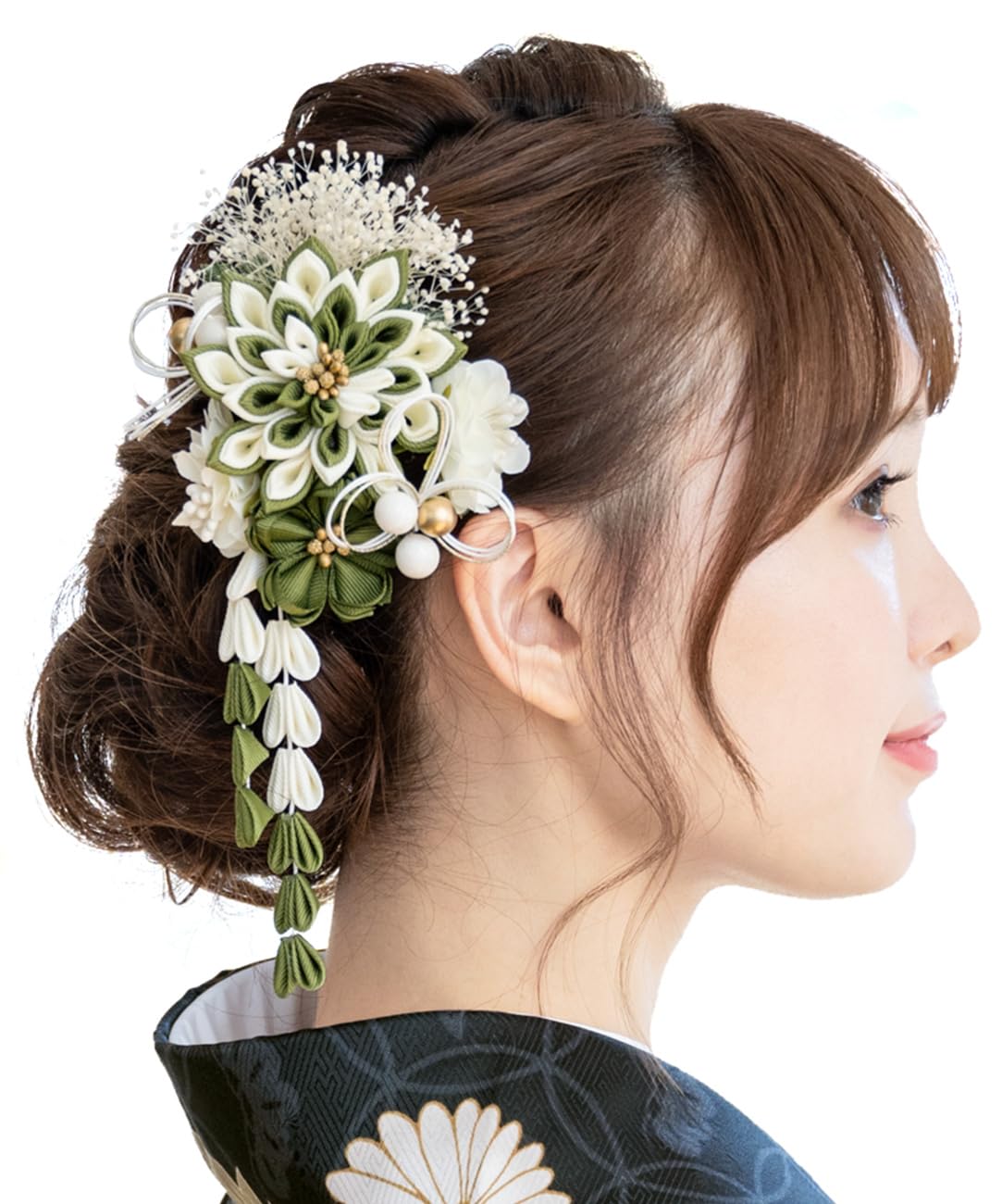 [SOUBIEN] Soubien Hair Ornament Set for Coming-of-Age Ceremony, Dried Flowers, Tsumami-zaiku (traditional Japanese fabric flower making), Mizuhiki (de