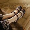 Móda 2025 Nové lakované boty Mary Jane Dámské LEŽÉRNÍ S přezkou Mělké lodičky Čtvercová špička Boty na silném podpatku Žena Zapatos De Mujer