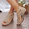 Fashion Women Fashion Strap Sexy High Heel Sandals Woman Roman Hollow Pumps Lace-up Peep Toe Sandals Casual Chunky High-heeled Sandals
