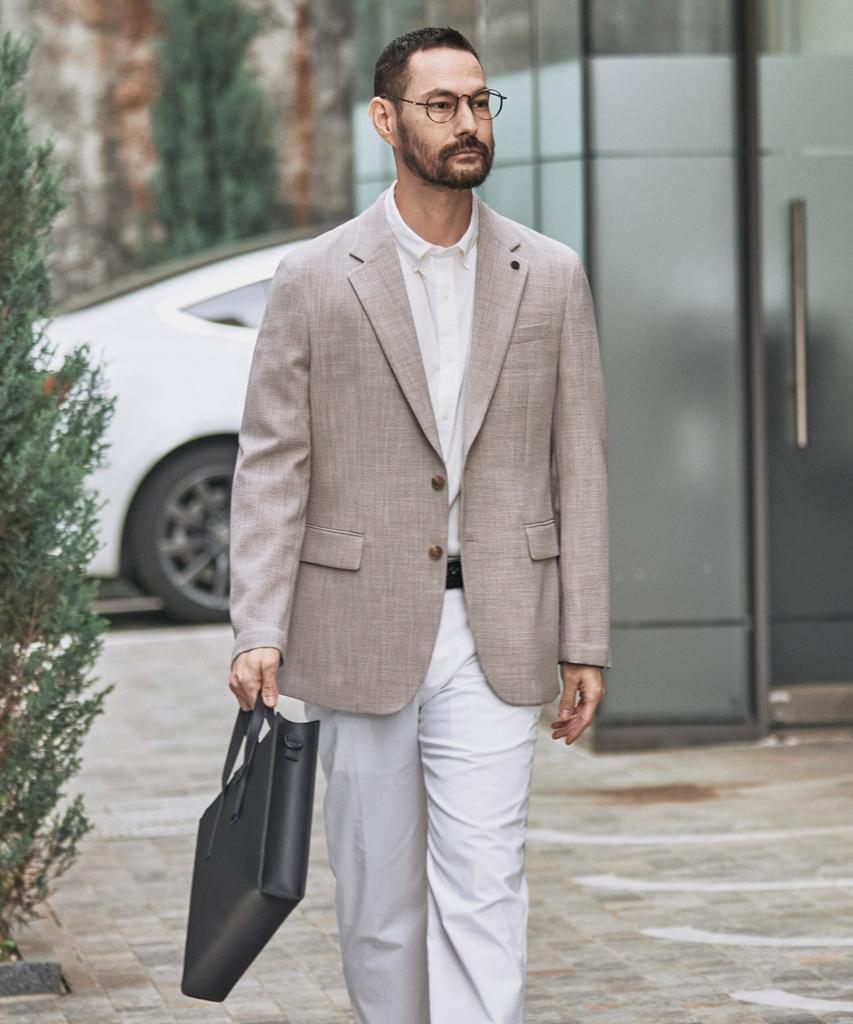 Stco [Summer] Two-Tone Texture Lightweight Jacket_ Beige (Relaxed Fit)_Sejvb05Nsd